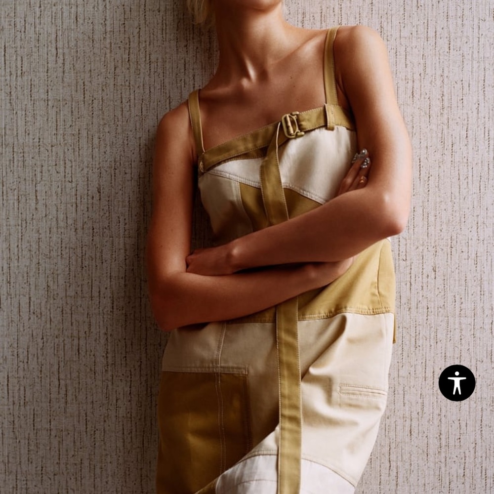 Zara Patchwork Gabardine Dress
